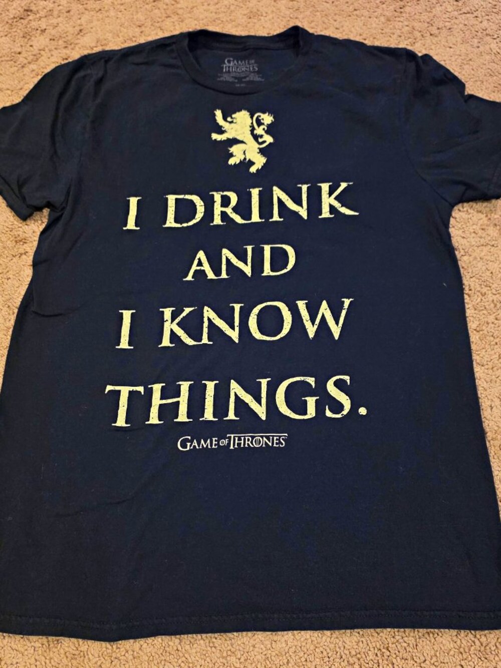 Game of Thrones Tyrion "I Drink and I Know Things" Black Tee Men's M